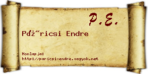 Páricsi Endre névjegykártya