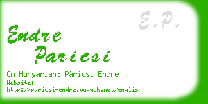 endre paricsi business card
