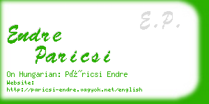 endre paricsi business card